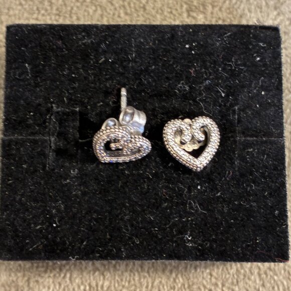 NWOT Pandora Open Heart Sterling Silver Stud Earrings - Picture 6 of 6